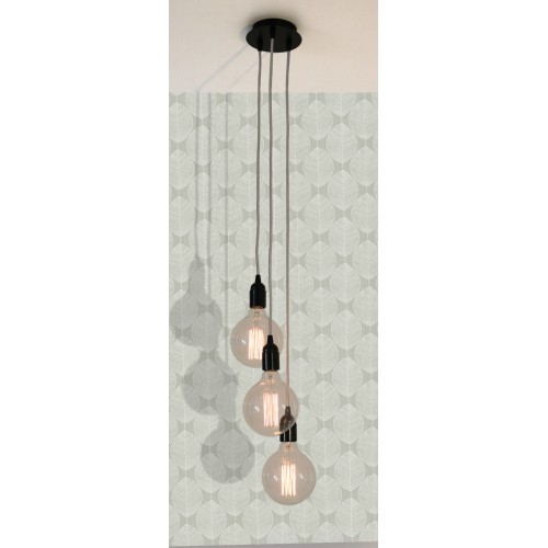 SUSPENSION GRAPPE TRIPLE CABLE BLANC - DOUILLE BAKELITE