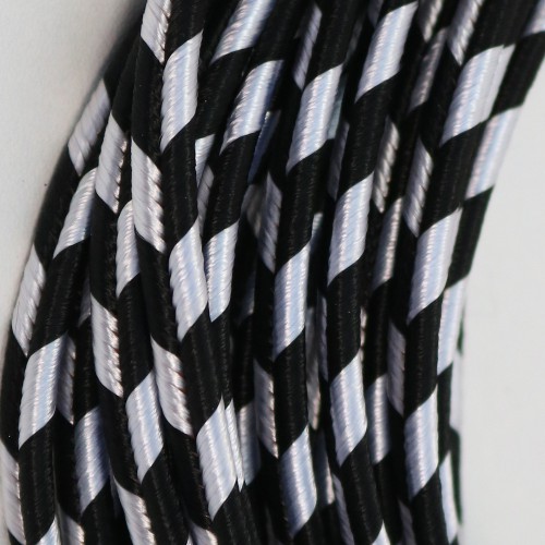 CÂBLE ELECTRIQUE TEXTILE ARLEQUIN NOIR/BLANC