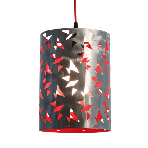 Maguy Suspension acier brossé intérieur rouge D.20cm