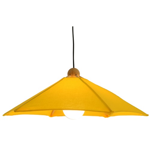Suspension Toile & bois structure hêtre et toile coton jaune D.65cm