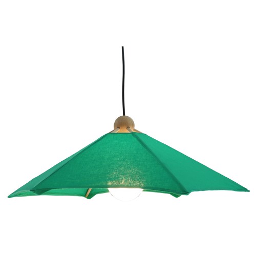Suspension Toile & bois structure hêtre et toile coton vert D.65cm