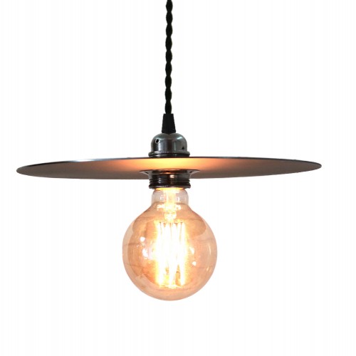DISQUE. Suspension en acier vieilli avec câble torsadé noir D.30cm