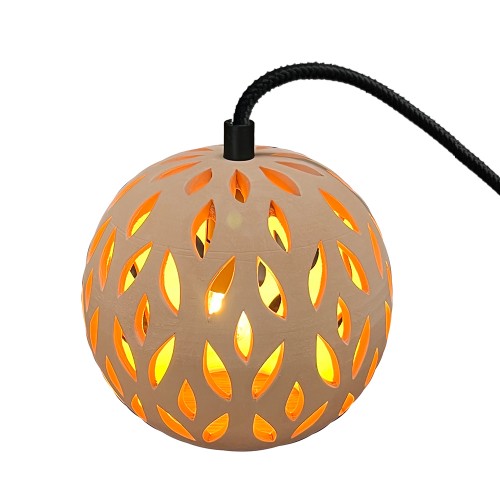 LAMPE BOULE TERRE CUITE - Câble Noir