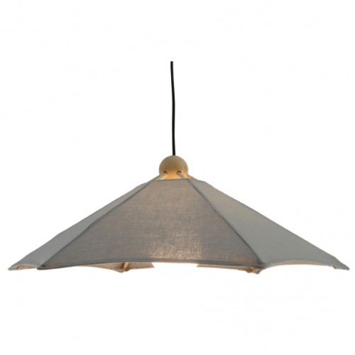Suspension Toile & bois structure hêtre et toile coton grise D.65cm