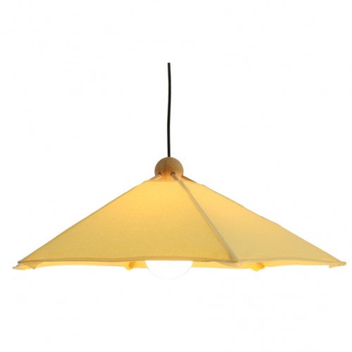 Suspension Toile & bois structure hêtre et toile coton paille D.65cm