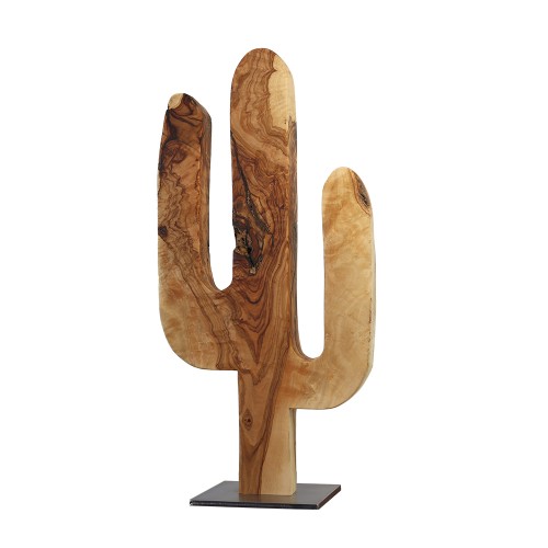 CACTUS DECORATIF EN BOIS OLIVIER 50CM