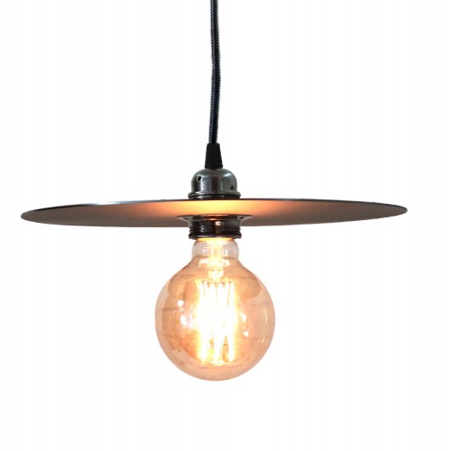 DISQUE. Suspension en acier vieilli avec câble noir D.30cm