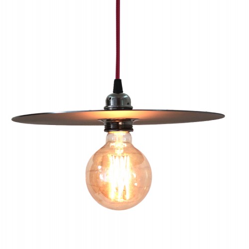 DISQUE. Suspension en acier vieilli avec câble bordeaux D.30cm