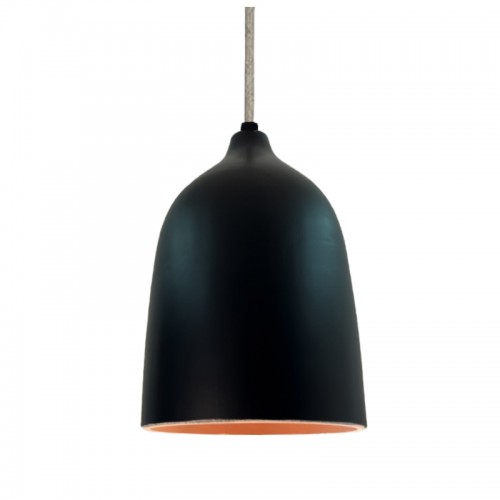 Kéo Suspension en terre cuite charbon D.14cm - câble textile lin
