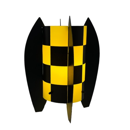Albop. Lampe décorative à damiers jaunes H. 25cm