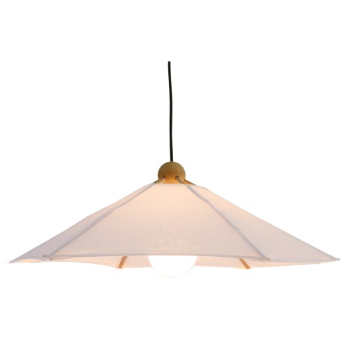 Suspension Toile & bois structure hêtre et toile coton blanche D.50cm