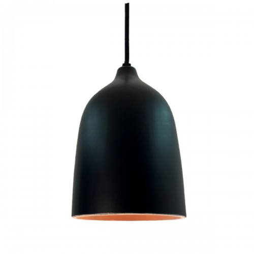 kéo Suspension Ø14cm en terre cuite charbon - câble textile noir