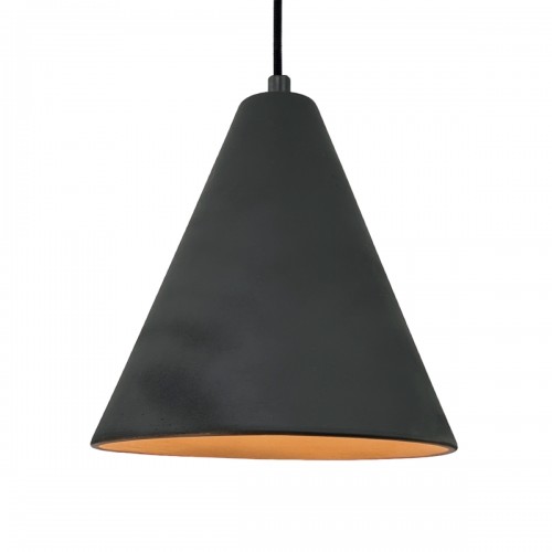 CÔNE SuspensionØ21cm en terre cuite charbon - câble textile noir