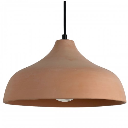 MERY. Suspension Ø35cm en terre cuite naturelle - câble textile noir