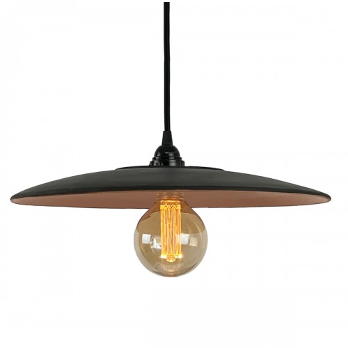 NYL. Suspension en terre cuite charbon D.40cm - câble textile noir