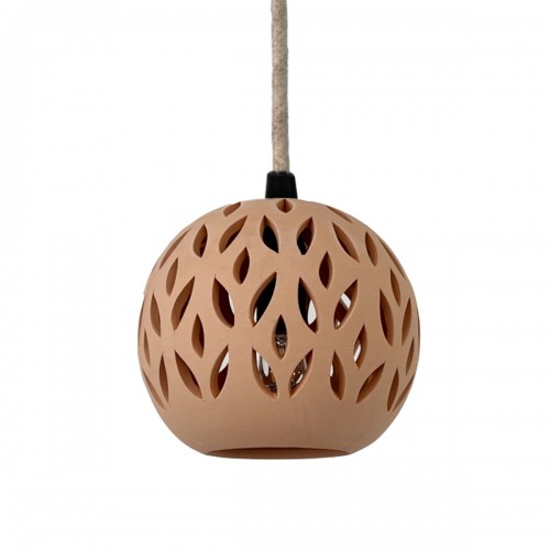 Kuro Suspension en terre cuite naturelle D.15cm - câble textile lin