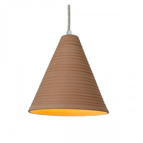 Suspension cône stries - câble textile lin