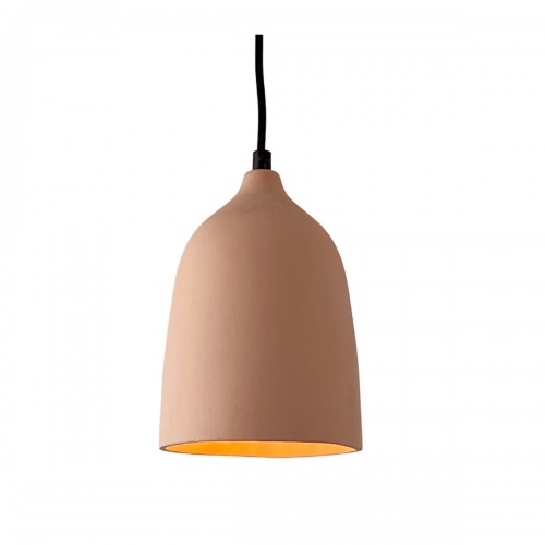 Kéo Suspension en terre cuite naturelle D.14cm - câble textile noir