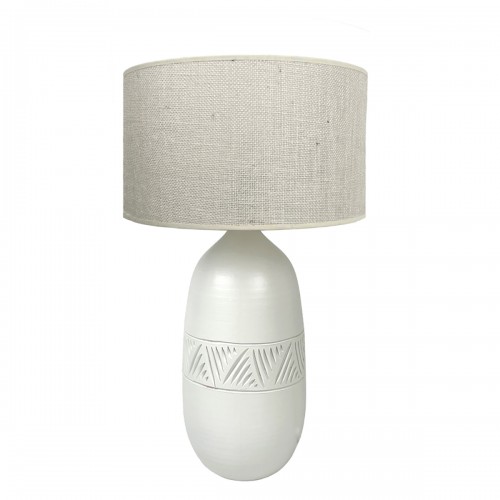 LAMPE KÉO BLANCHE MOTIF INCA ABAT JOUR JUTE