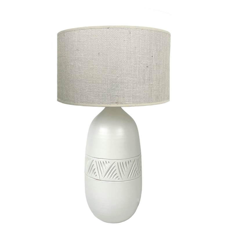 LAMPE KÉO BLANCHE MOTIF INCA ABAT JOUR JUTE
