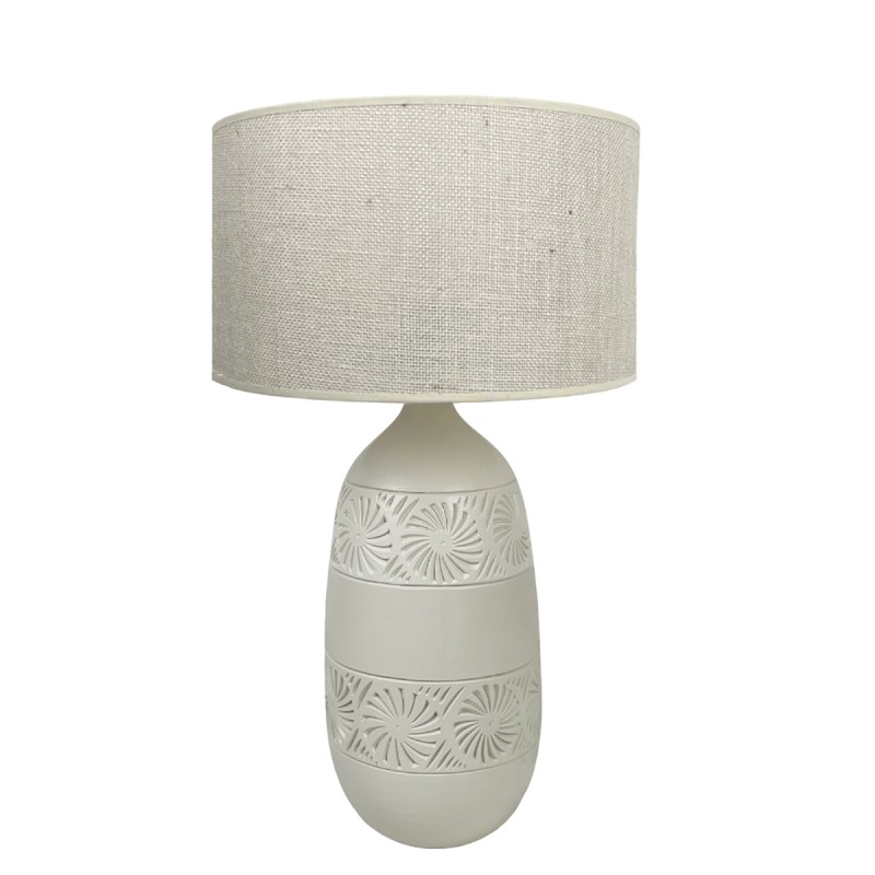 LAMPE KÉO BLANCHE MOTIF MAYA ABAT JOUR JUTE