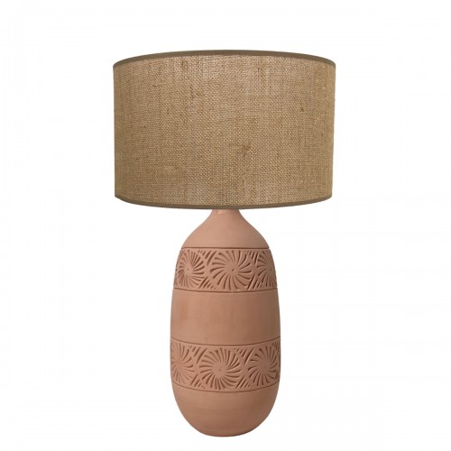 Kéo Lampe maya en terre cuite avec abat-jour jute naturel H. 47cm