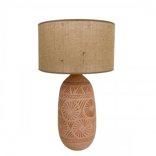 Kéo Lampe soleil en terre cuite avec abat-jour jute naturel H. 47cm