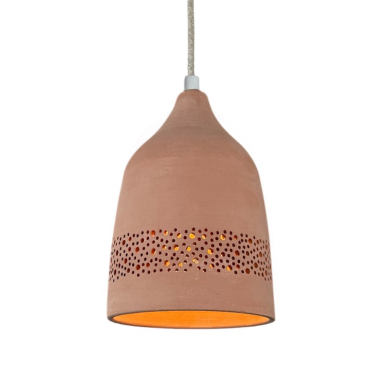 Kéo Suspension sara en terre cuite D.14cm - câble textile lin