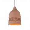 Kéo Suspension en terre cuite motif sara D.14cm - câble textile lin