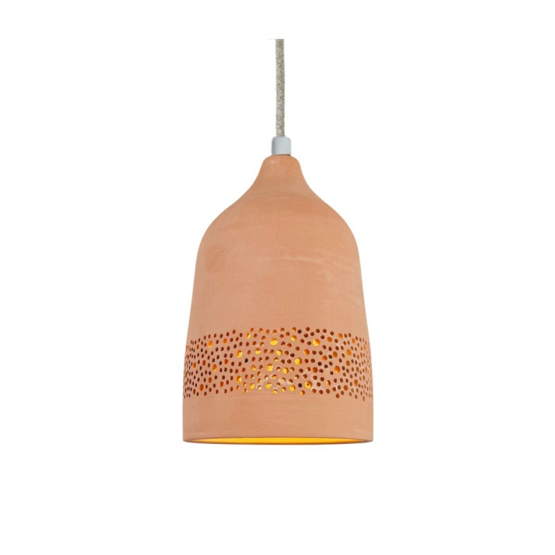 Kéo Suspension sara en terre cuite D.14cm - câble textile lin