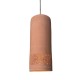 CYLINDRE Suspension en terre cuite motif sara D.12cm - câble textile lin