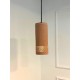 CYLINDRE Suspension en terre cuite motif sara D.12cm - câble textile noir