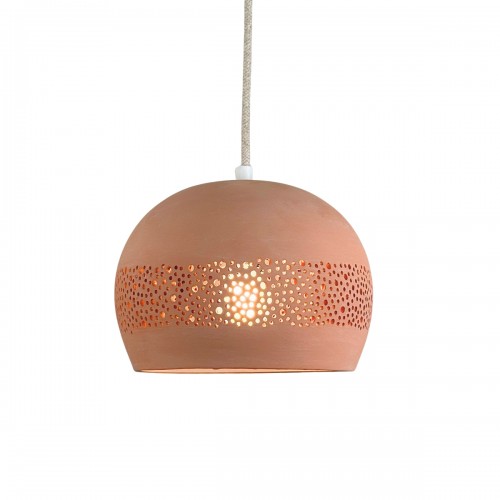 BABEL Suspension en terre cuite motif sara D.21cm - câble textile lin