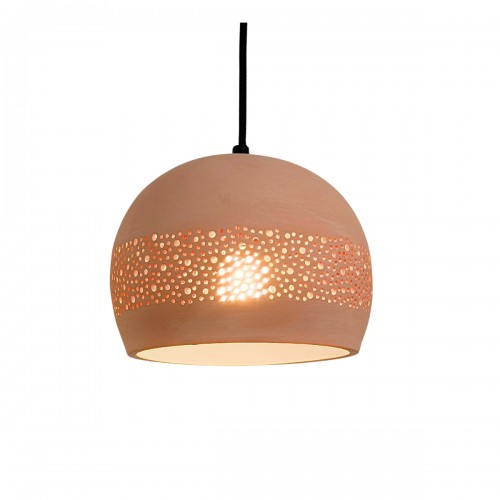 BABEL Suspension Ø21cm en terre cuite motif Sara - câble textile noir