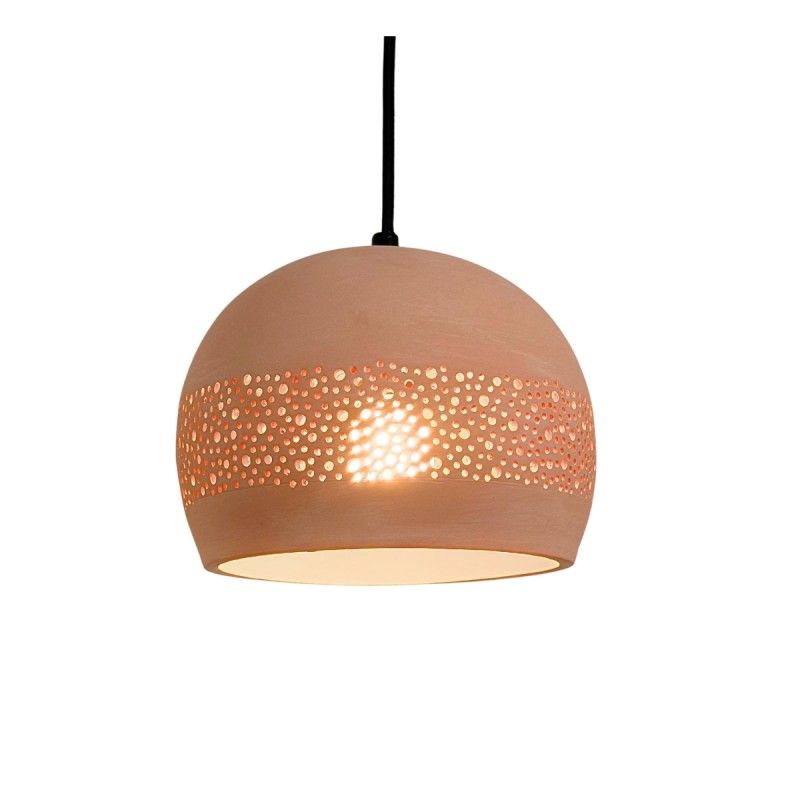 BABEL Suspension en terre cuite motif sara D.21cm - câble textile noir