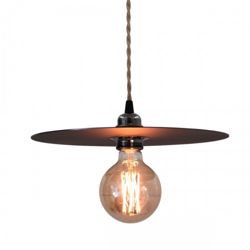 Disque. Suspension en acier vieilli avec câble torsadé jute D.30cm