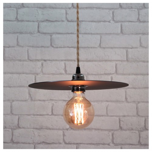 Disque. Suspension en acier vieilli avec câble torsadé jute D.30cm