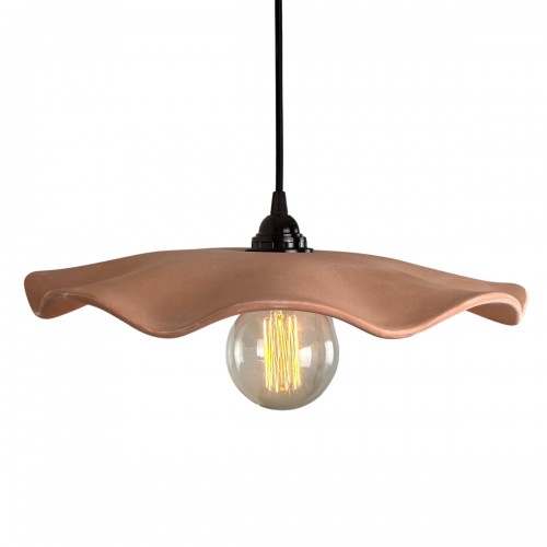 NOOR Suspension ondulée en terre cuite naturelle D.40cm - câble textile noir