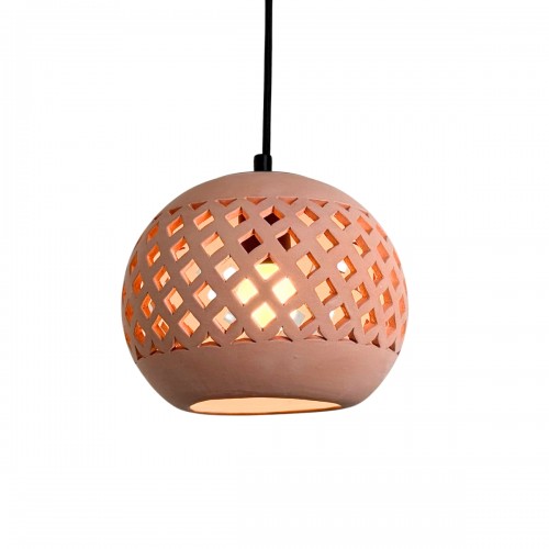 Yazo Suspension en terre cuite D.22cm - câble textile noir