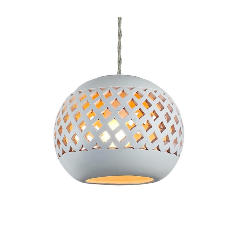 Suspension yazo blanche - câble textile lin