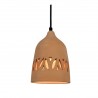 Kéo Suspension Ø14cm en terre cuite motif Feuille - câble textile noir