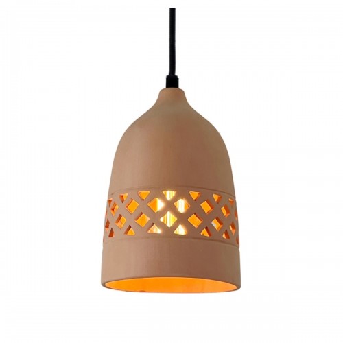 Kéo Suspension Ø14cm en terre cuite motif Grec - câble textile noir