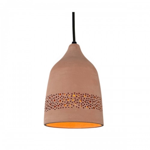 Kéo Suspension en terre cuite motif sara D.14cm - câble textile noir