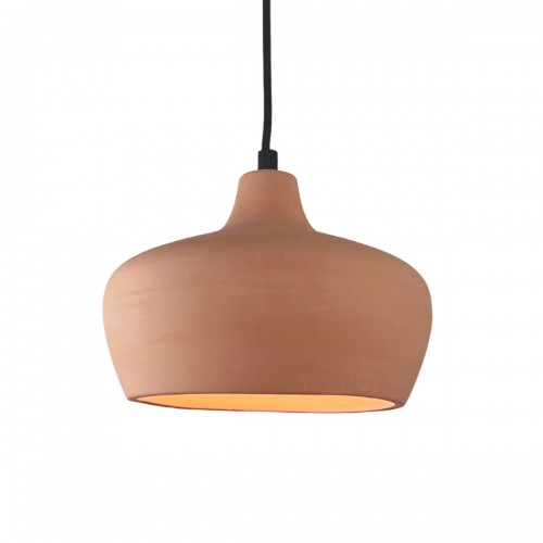 EDEL. Suspension Ø21cm en terre cuite naturelle - câble textile noir