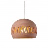 BABEL Suspension Ø21cm en terre cuite motif Feuille - câble textile lin