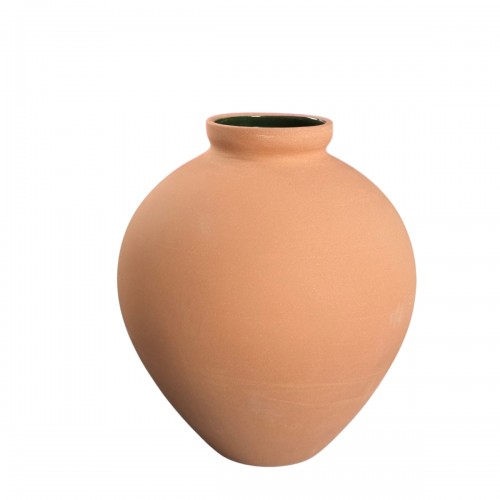 Poterie. Vase H.29cm en terre cuite interieur émaillé vert