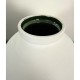 Poterie. Vase H.29cm blanc interieur émaillé vert