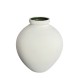 Poterie. Vase H.29cm blanc interieur émaillé vert