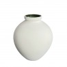 Poterie. Vase H.29cm blanc interieur émaillé vert