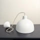 CLOCHE. Suspension Ø26cm en terre cuite blanc - câble textile lin